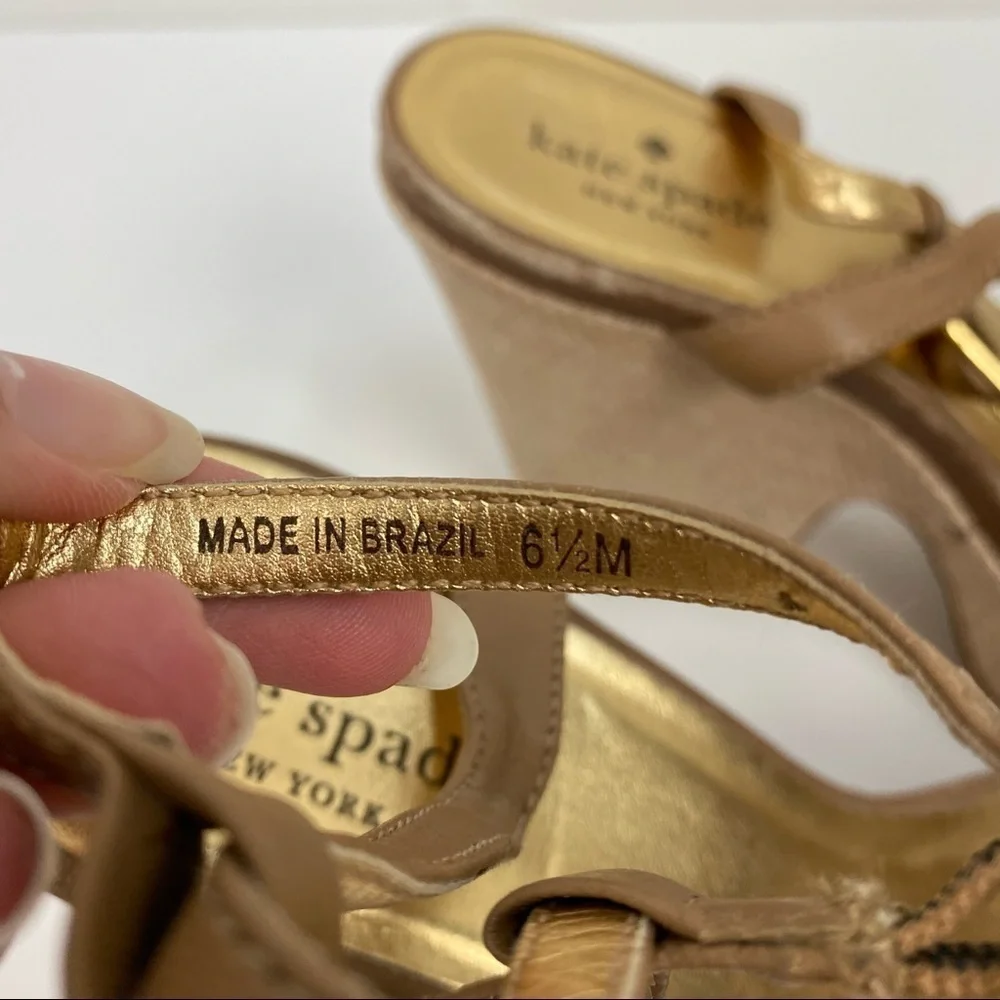 Y2k Vintage Chonk Chunky Kate Spade New York Platform Wedges Sandals Ankle Strap